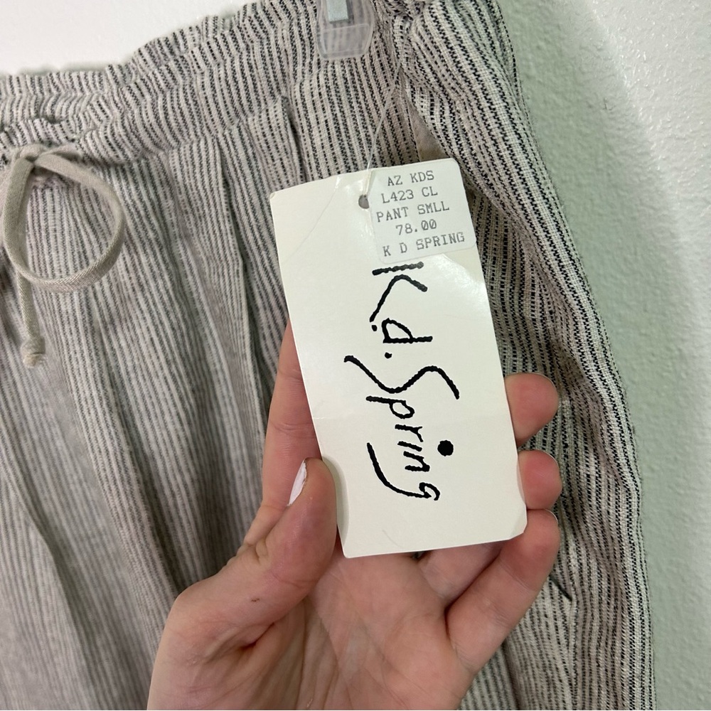NWT KD Spring linen cotton blend draw string striped pants - Picture 3 of 6